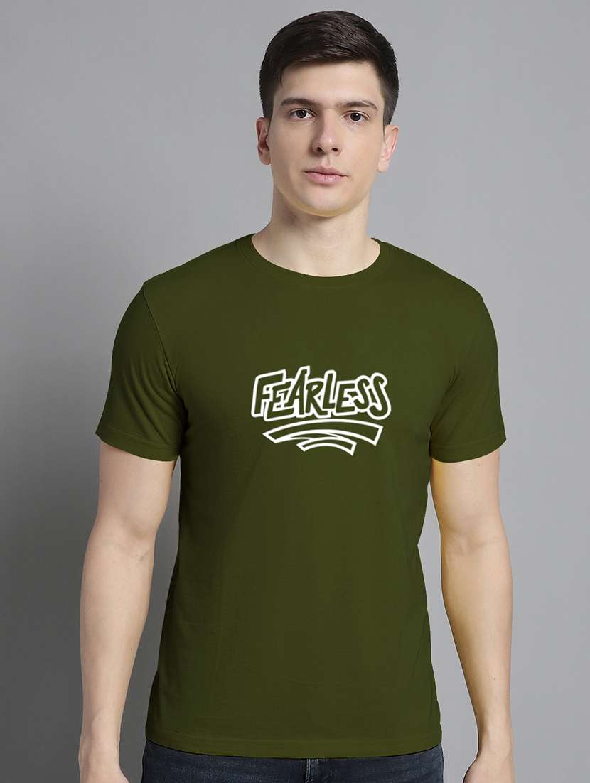 men round neck chest print t-shirt