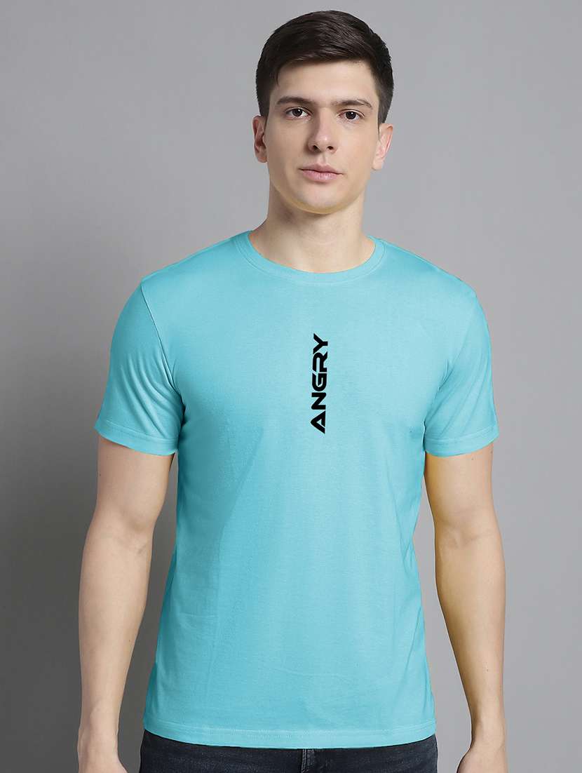 men round neck chest print t-shirt
