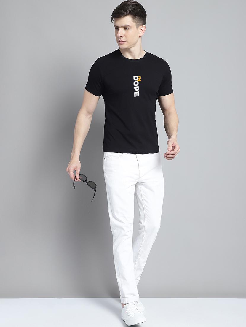 men black cotton chest print t-shirt - 20295731 - Standard Image - 3
