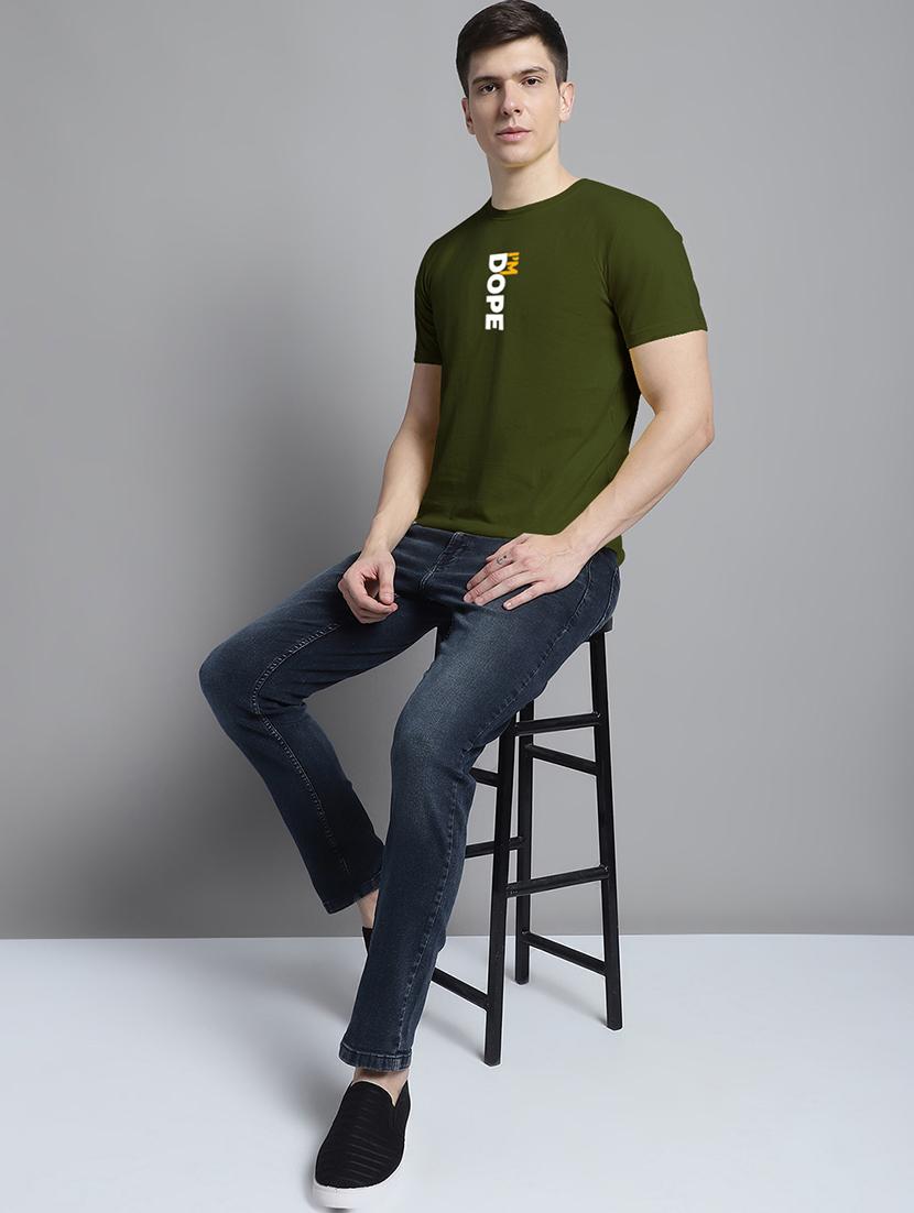 men typography print olive cotton t-shirt - 20295736 - Standard Image - 3