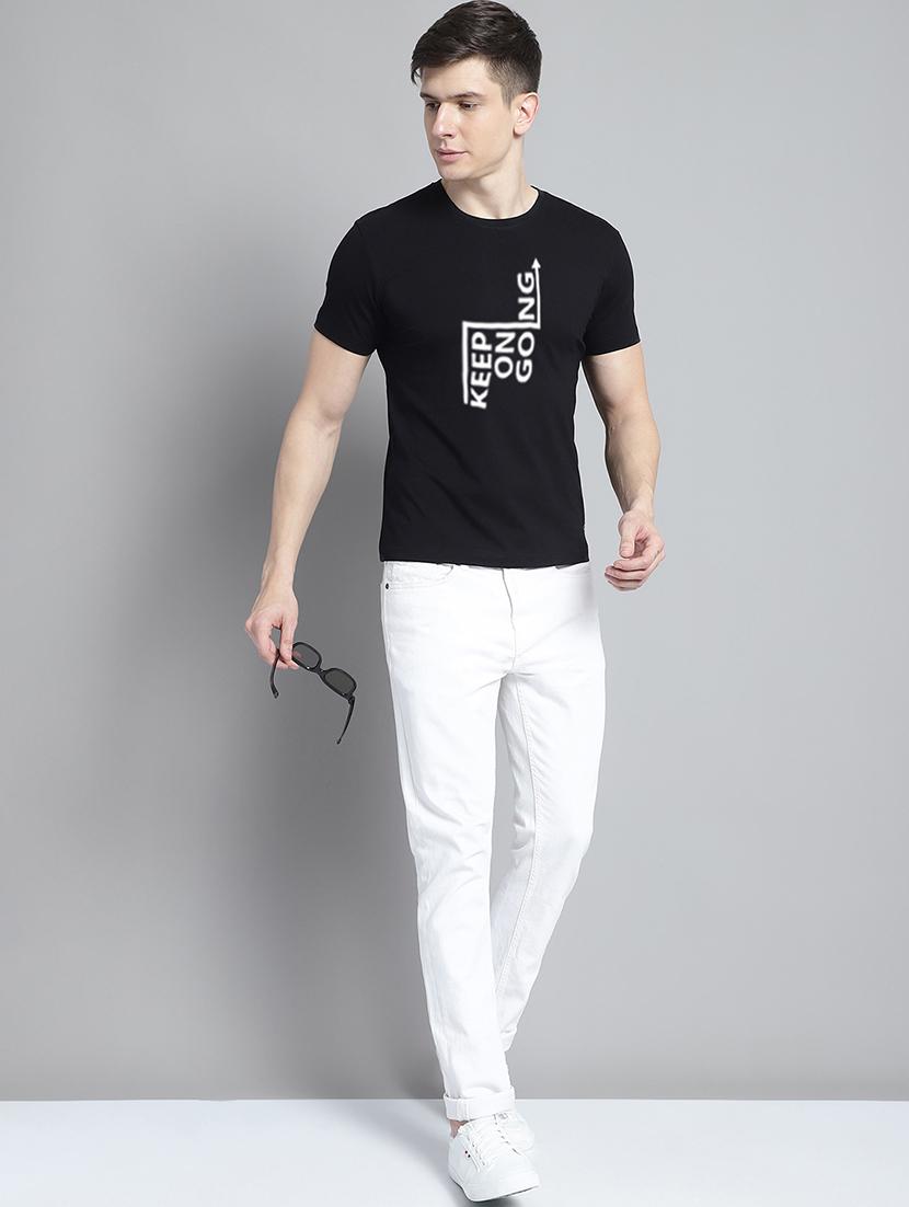 men typography print black cotton t-shirt - 20295738 - Standard Image - 3