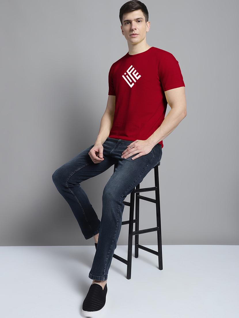 men typography print maroon cotton t-shirt - 20295756 - Standard Image - 3
