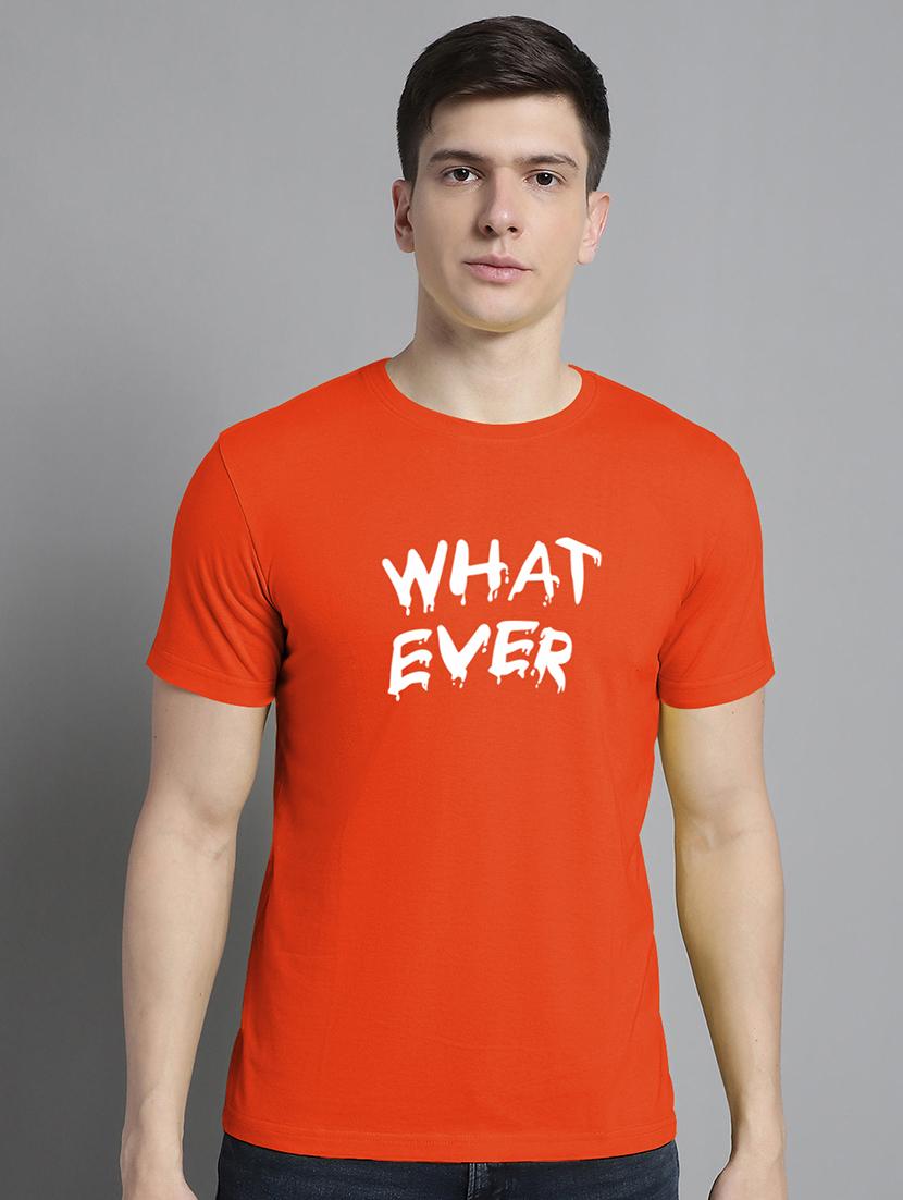 men orange cotton chest print t-shirt - 20295773 - Zoom Image - 0