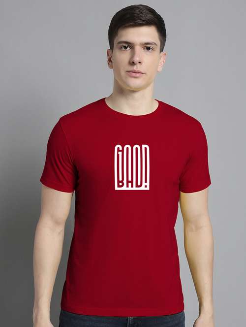 men round neck chest print t-shirt - 20295796 -  Standard Image - 0