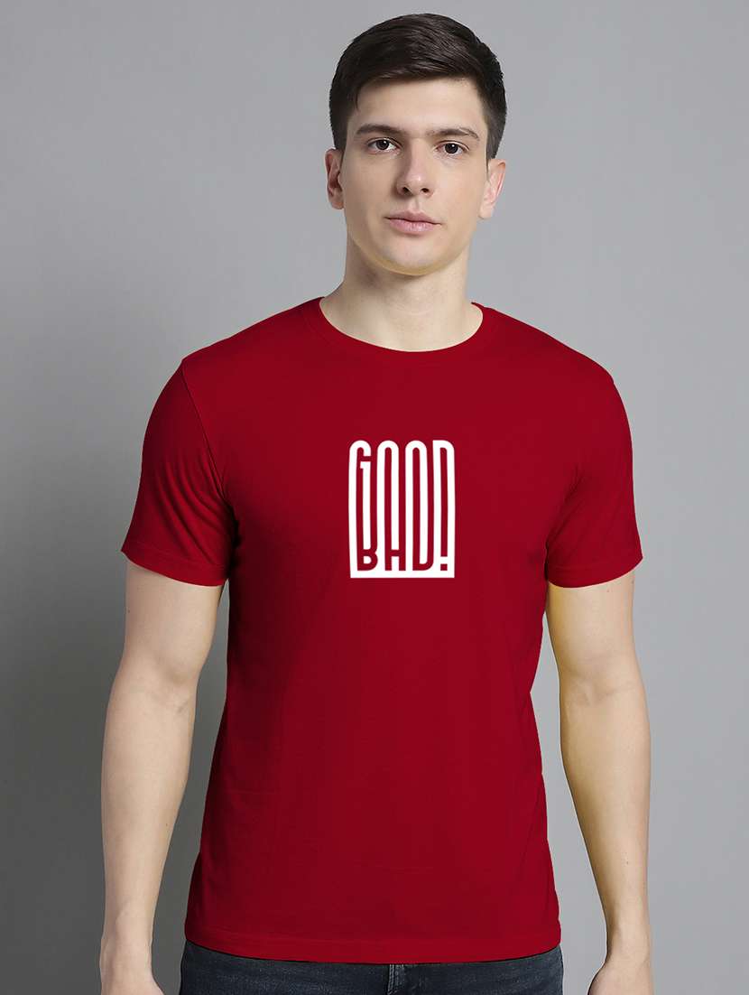 men round neck chest print t-shirt