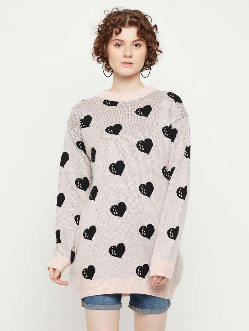 women round neck quirky regular pullover