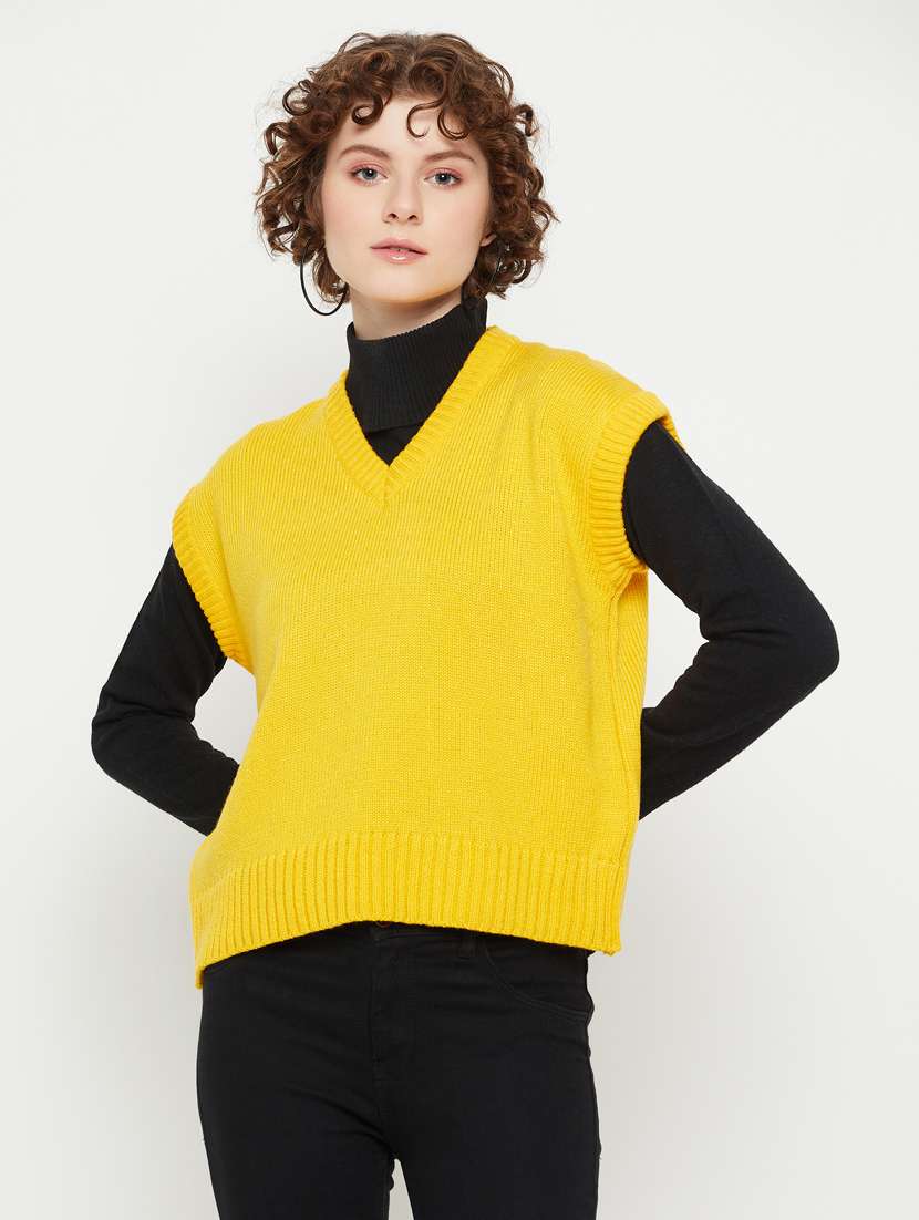 women v-neck solid regular pullover