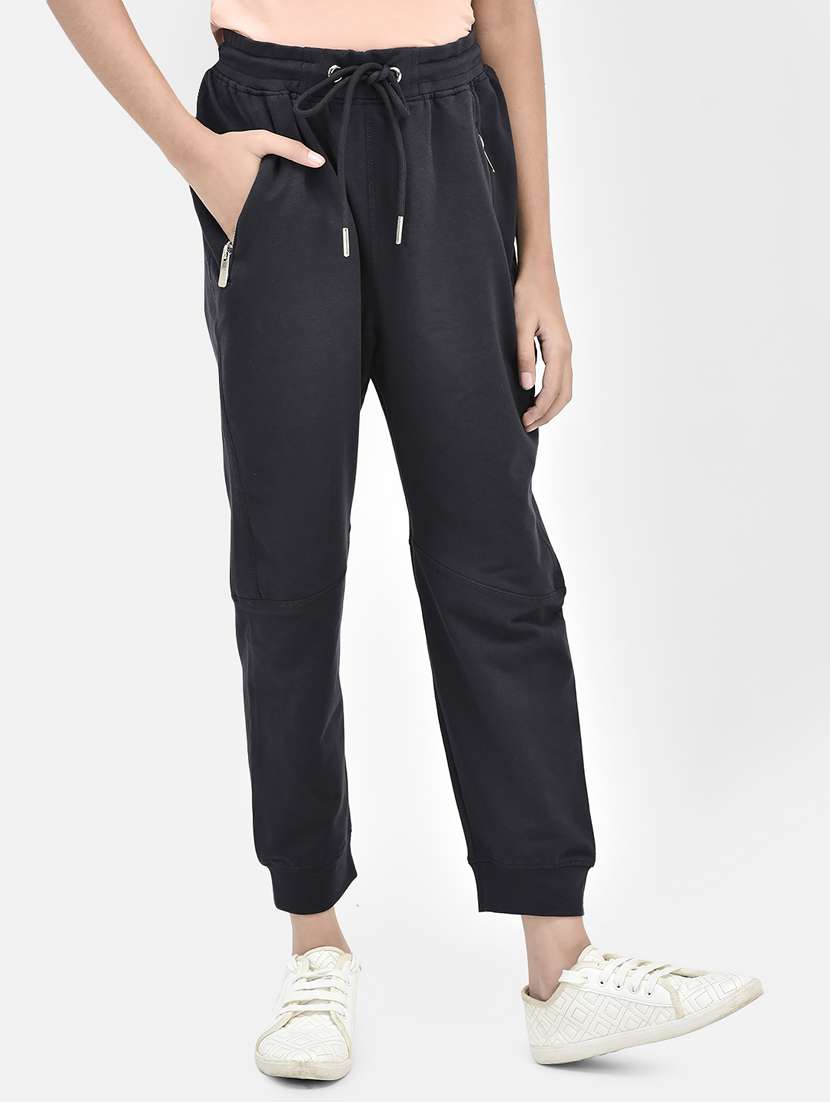 girl solid cotton jogger trouser