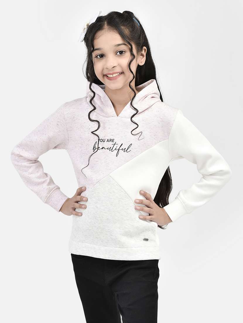 chest print hood neck sweatshirt