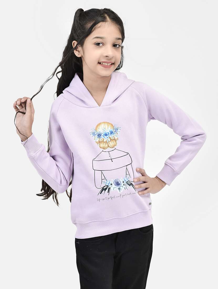 front print hood neck sweatshirt