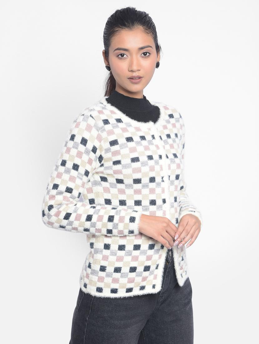 women's multi colored nylon wool blend cardigan - 20295946 - Standard Image - 3