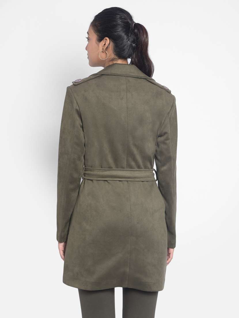 women olive green polyester casual blazer - 20295951 -  Standard Image - 3