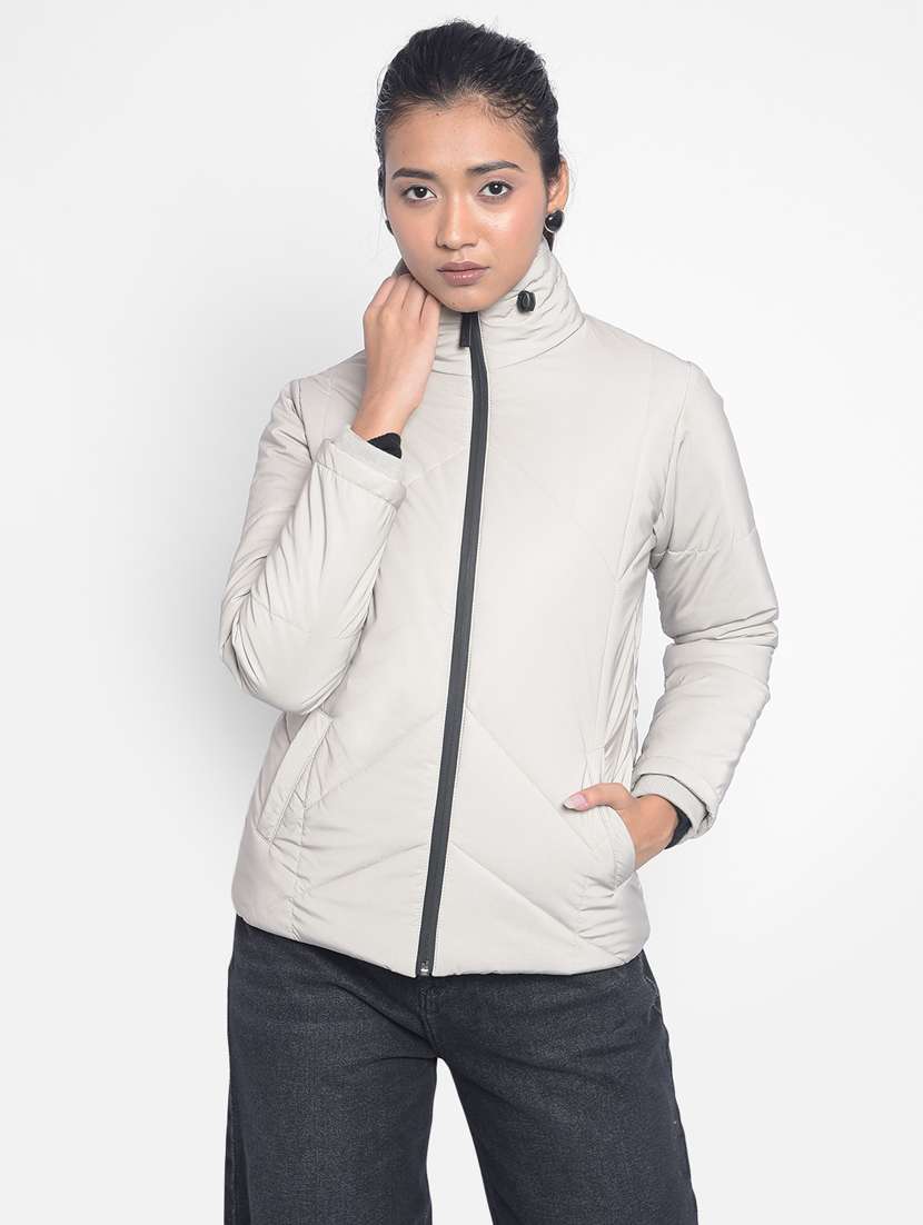 women solid long sleeve quilted jacket  - 20295956 -  Zoom Image - 0
