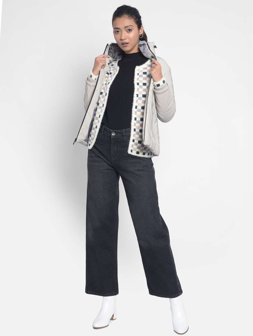 women solid long sleeve quilted jacket - 20295956 - Standard Image - 5