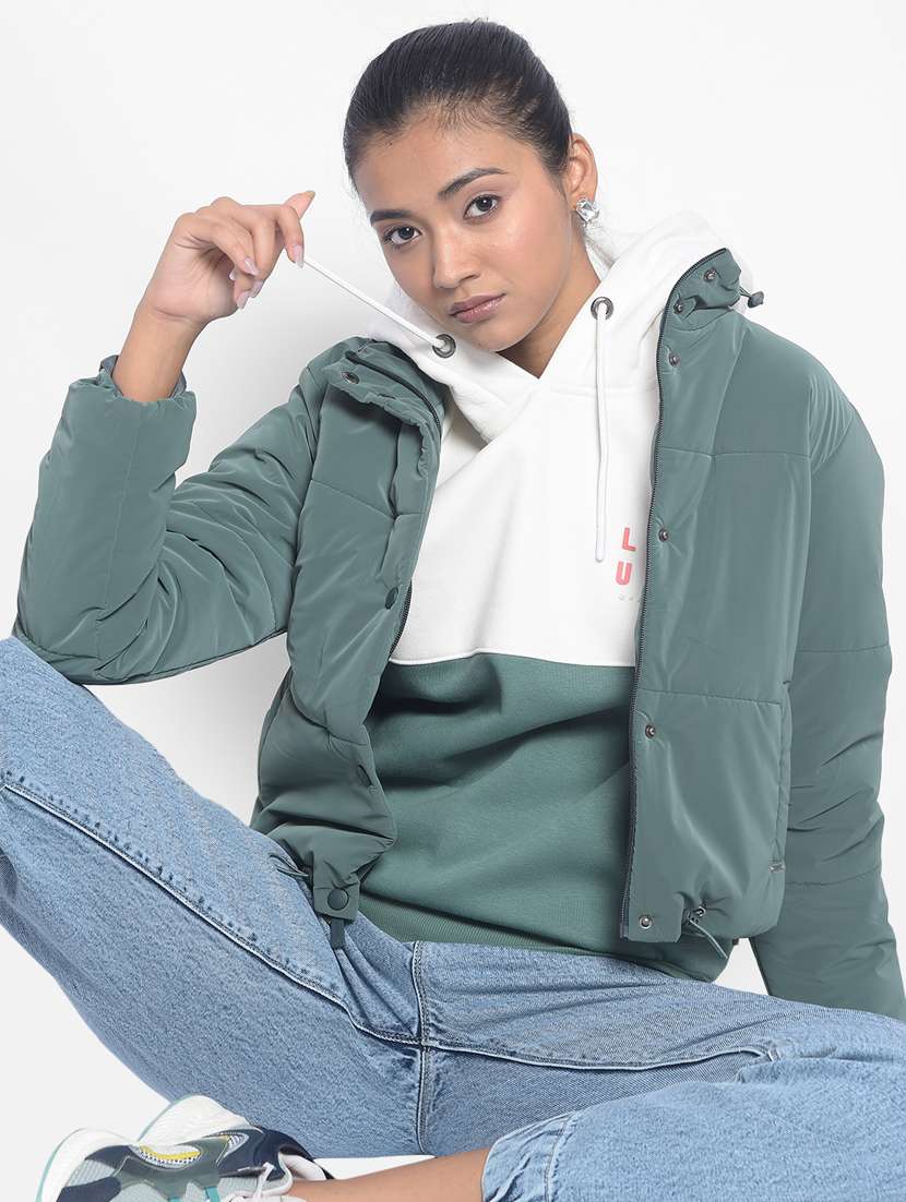 women solid long sleeve quilted jacket - 20295960 - Standard Image - 3