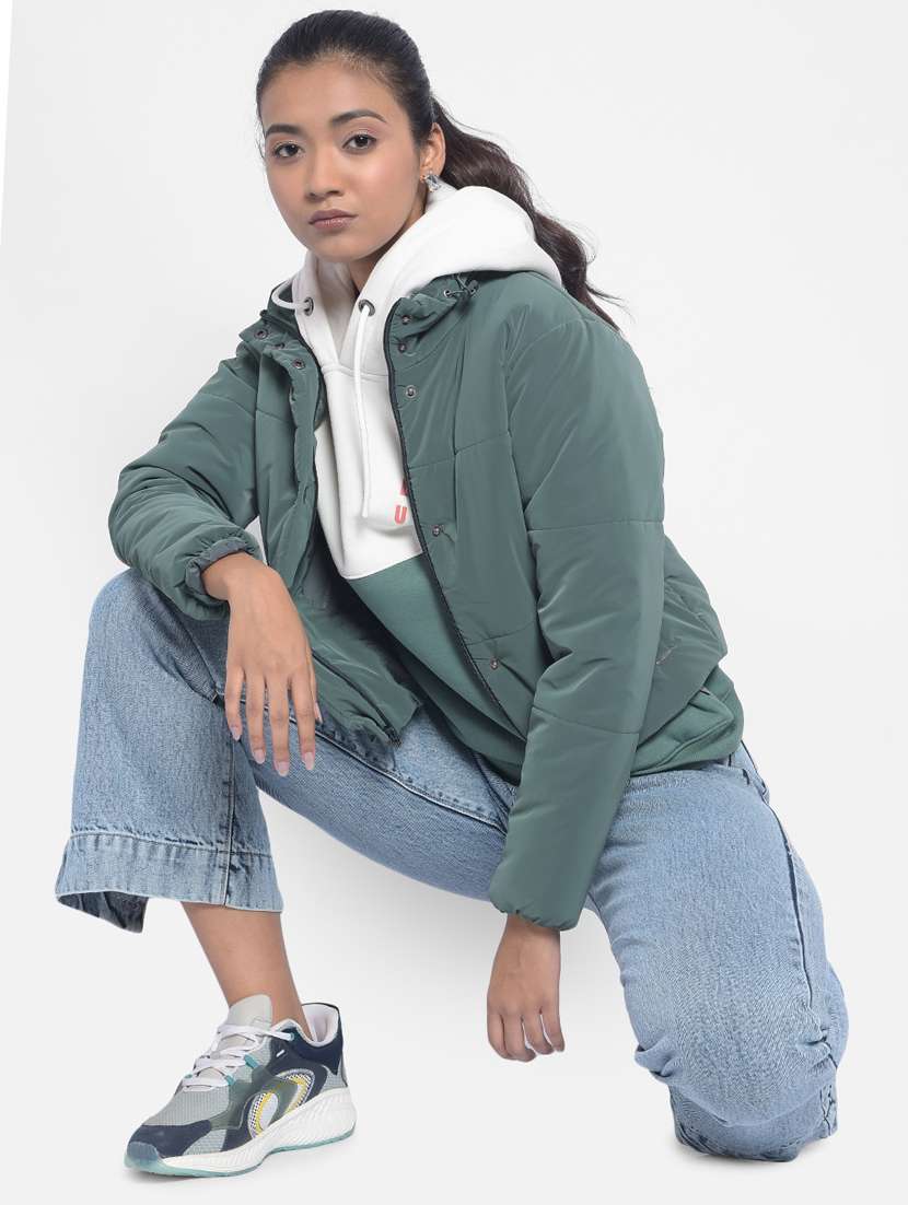 women solid long sleeve quilted jacket - 20295960 - Standard Image - 5