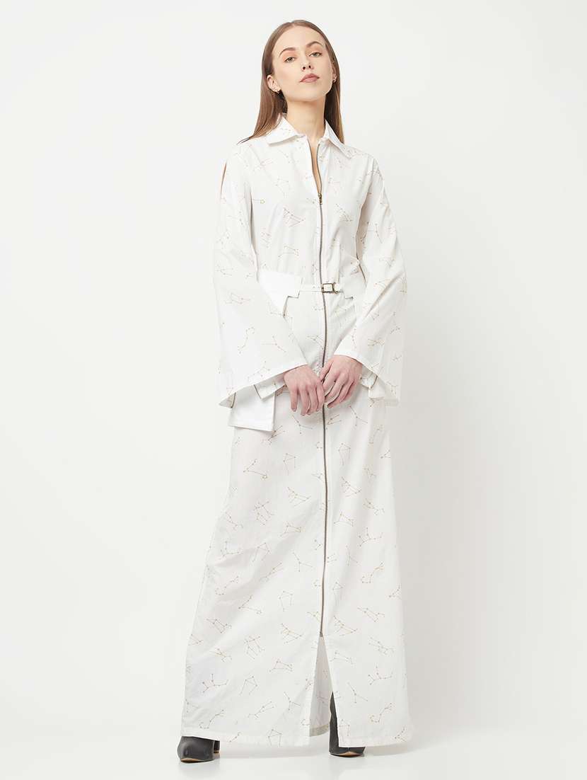 white geometric print maxi dress - 20296106 - Standard Image - 3
