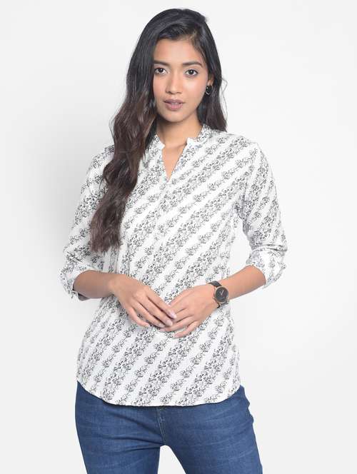 white floral print regular top - 20296110 -  Standard Image - 0
