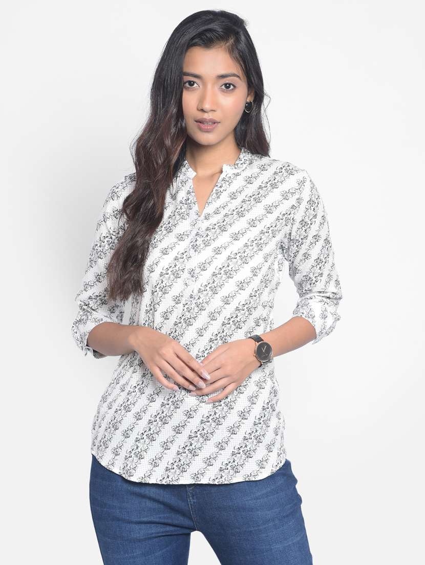 white floral print regular top - 20296110 -  Zoom Image - 0