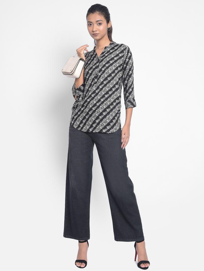 black floral regular top - 20296111 - Standard Image - 5