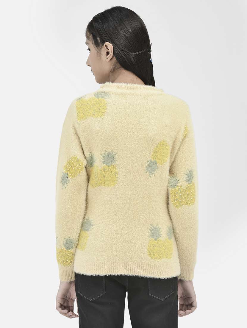 girls round neck self-designed regular sweater - 20296252 -  Standard Image - 3