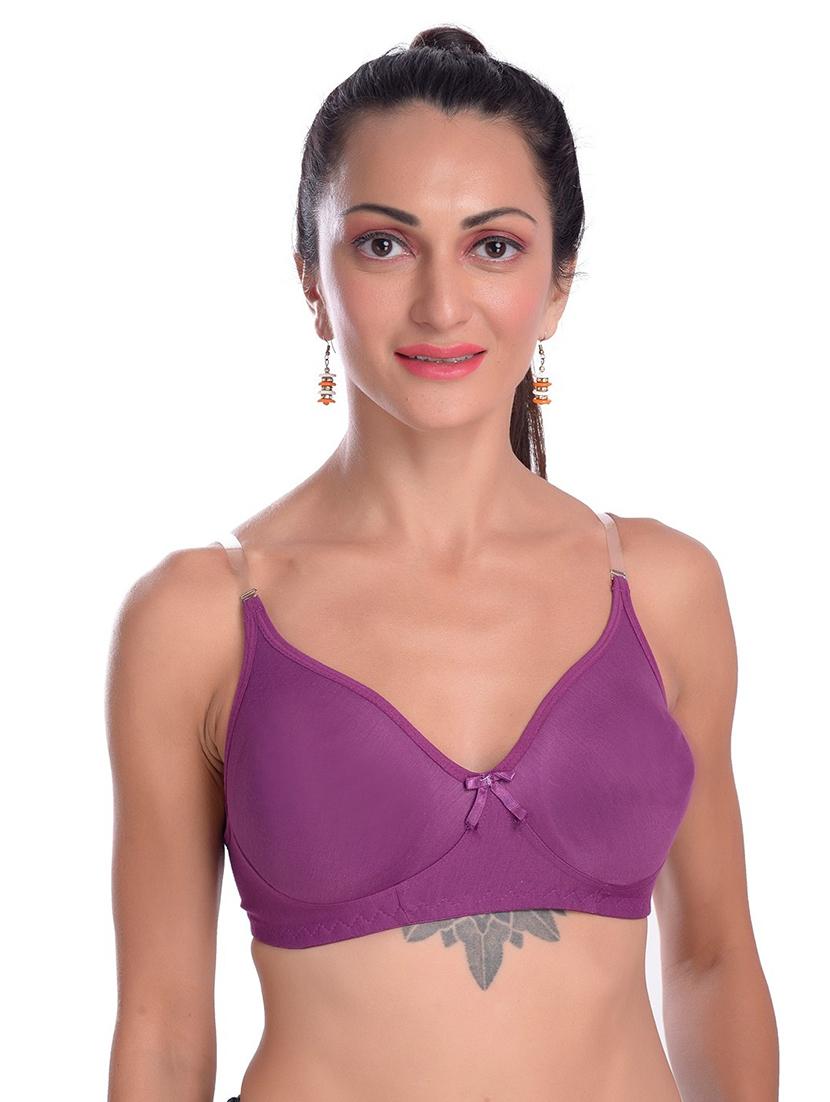 purple cotton blend regular bra - 20296336 - Zoom Image - 0
