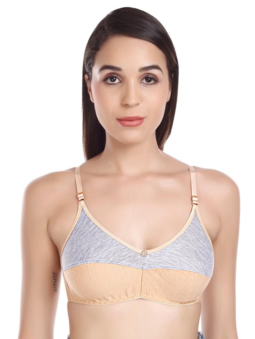 beige cotton blend regular bra - 20296360 - Zoom Image - 0