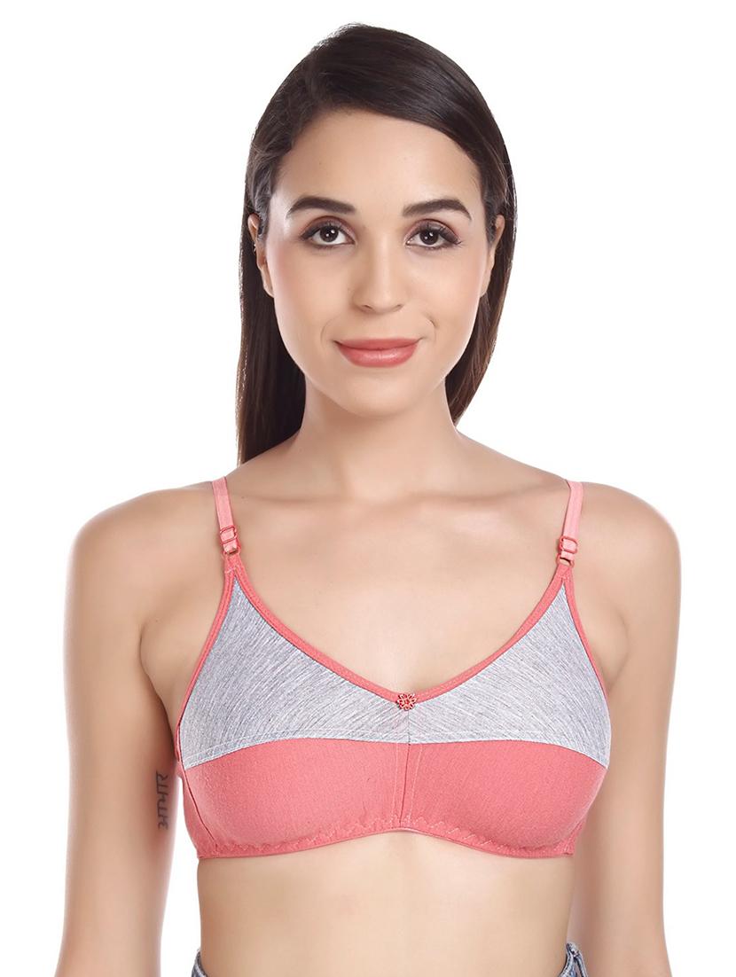 color block cotton blend regular bra - 20296363 - Zoom Image - 0