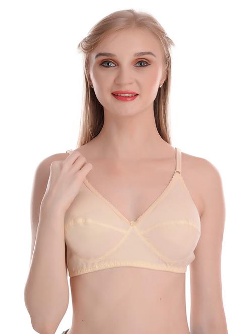 beige cotton blend bralette bra - 20296375 - Standard Image - 0
