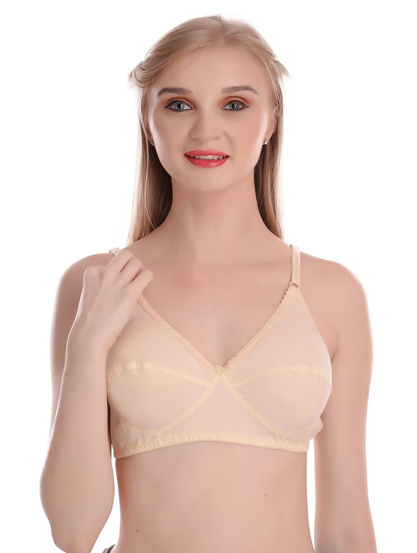 beige cotton blend bralette bra - 20296375 - Zoom Image - 0
