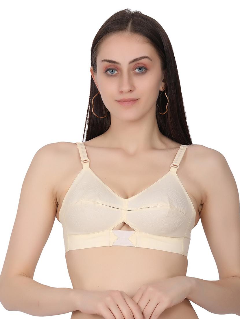 beige cotton blend regular bra - 20296377 - Zoom Image - 0