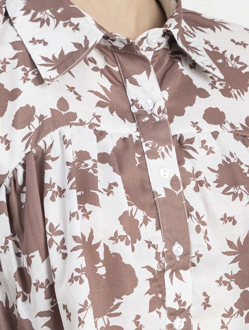 women printed collared high low top - 20296755 -  Standard Image - 3