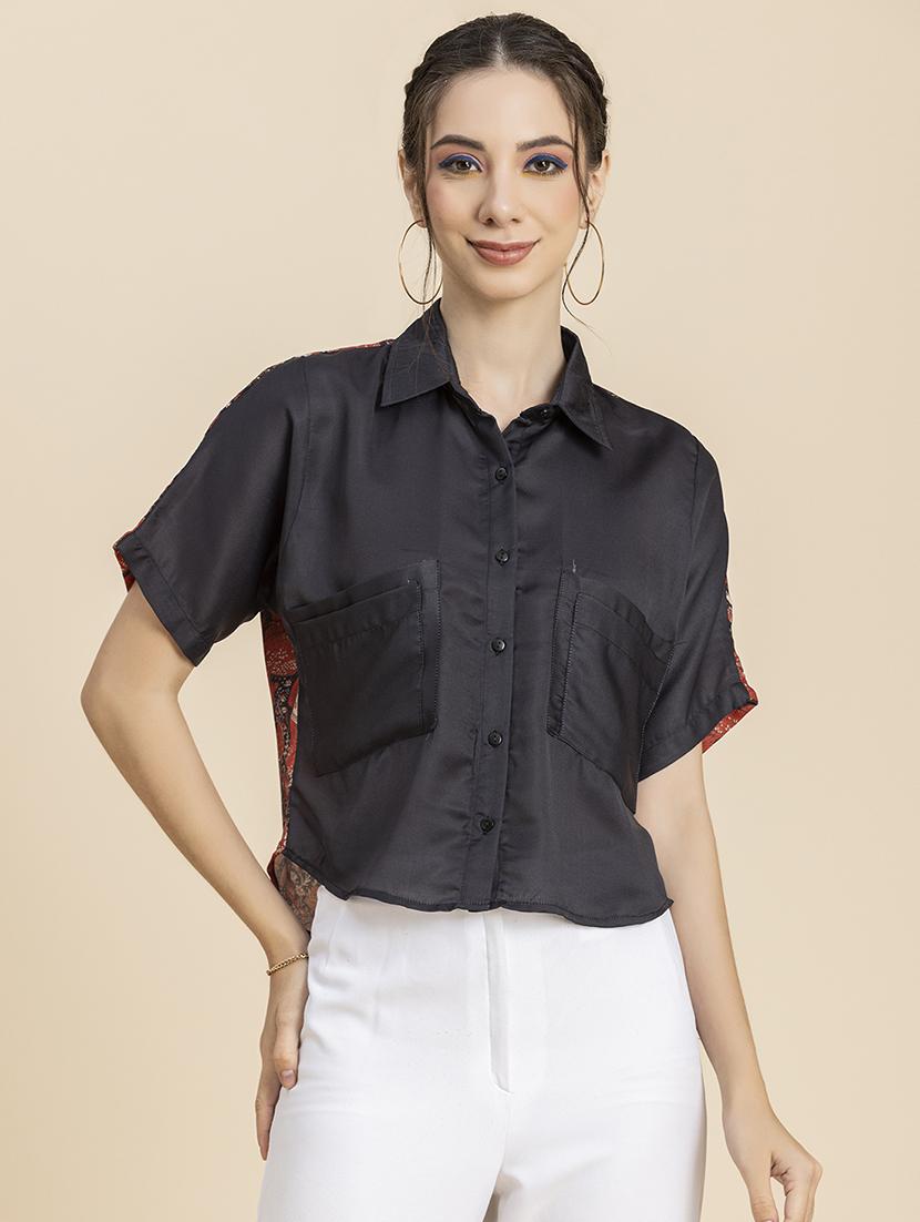 women's crop collared top - 20296759 -  Zoom Image - 0