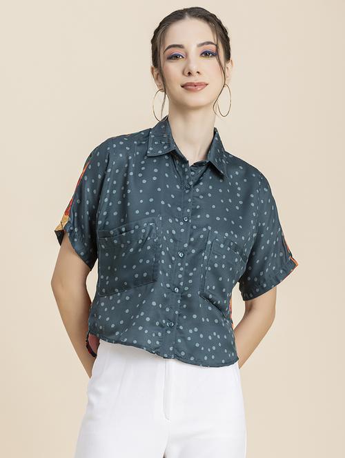 women's crop collared top - 20296760 -  Standard Image - 0