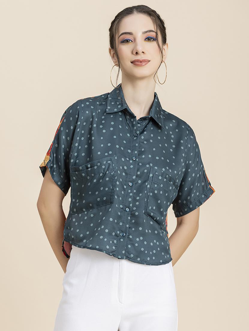 women's crop collared top - 20296760 -  Zoom Image - 0