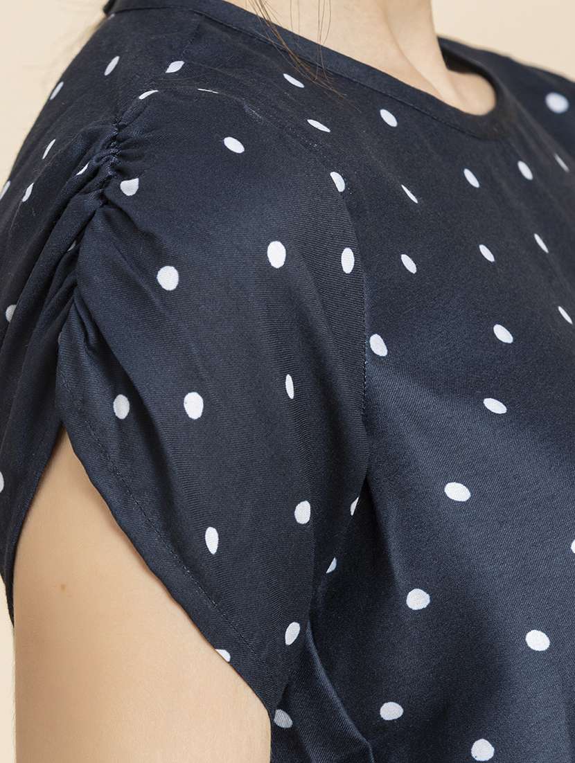 women polka doted short sleeves top - 20296789 -  Standard Image - 3