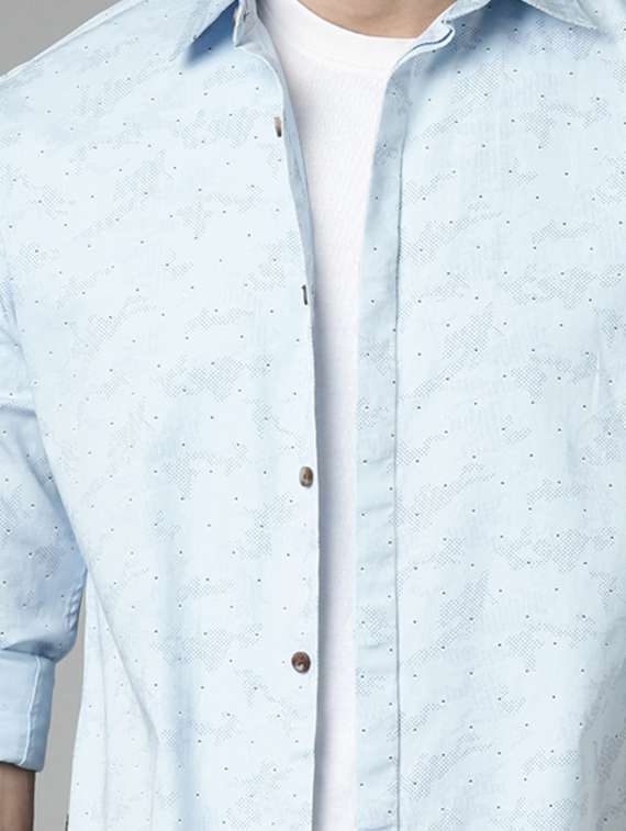 mens micro print casual shirt - 20298136 -  Standard Image - 3