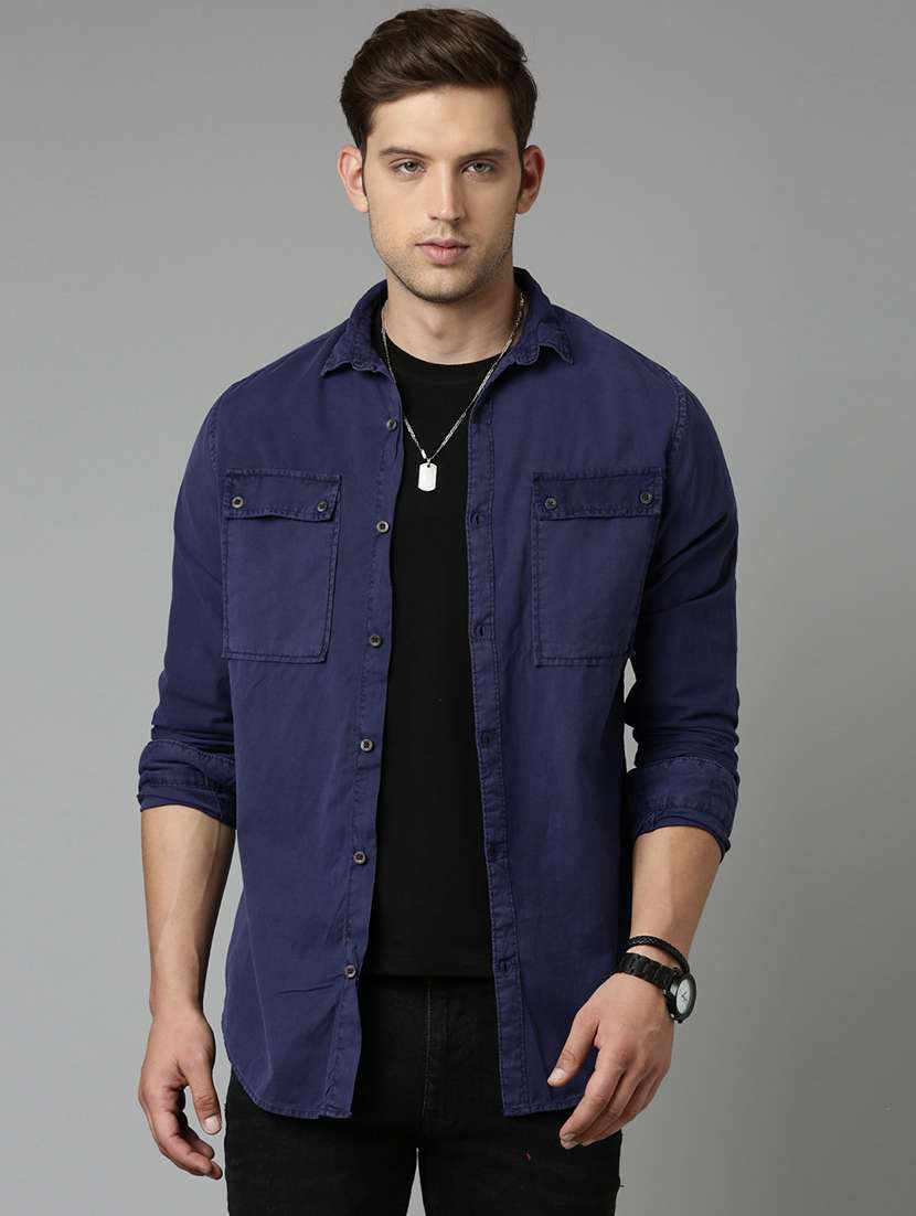 mens solid casual shirt - 20298137 -  Zoom Image - 0