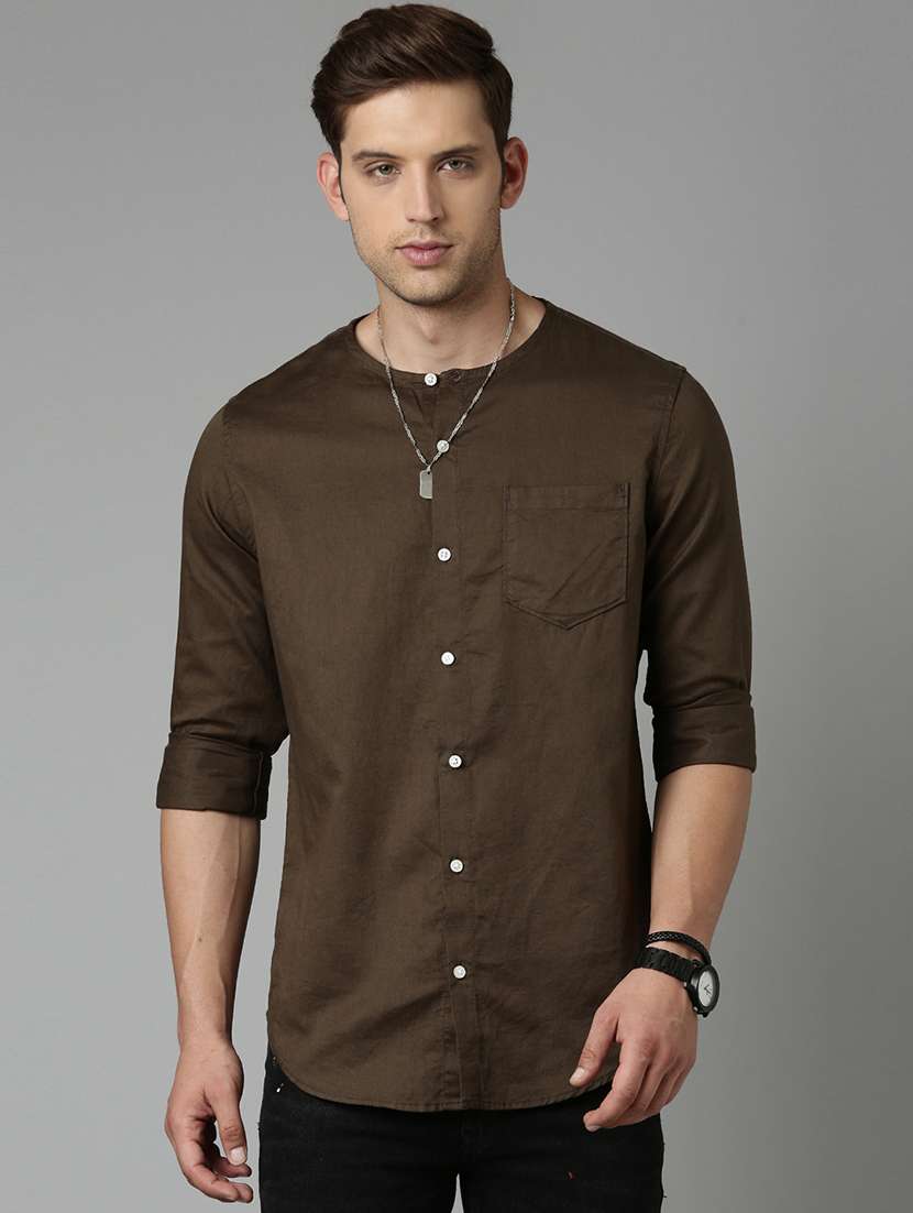 mens solid casual shirt - 20298143 - Zoom Image - 0