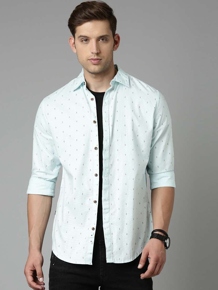 mens micro print casual shirt