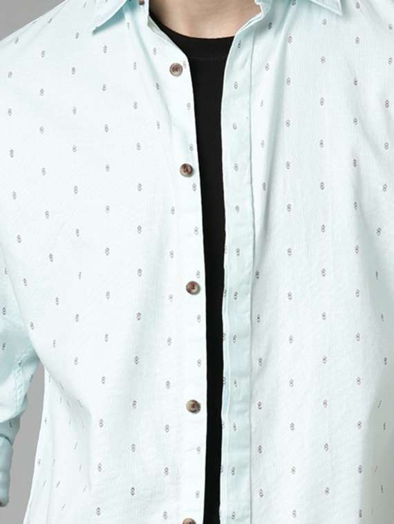 mens micro print casual shirt - 20298159 -  Standard Image - 3