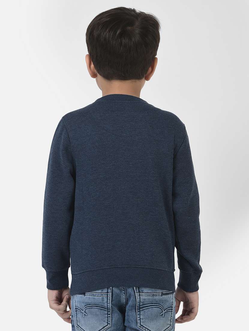 navy blue typographic print round neck sweatshirt - 20298247 -  Standard Image - 3