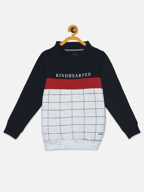 blue printed round neck sweatshirt - 20298261 - Standard Image - 0