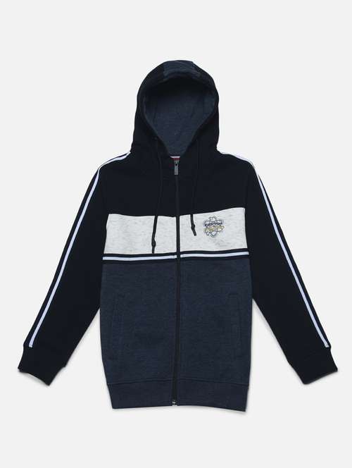 boys black color block hooded sweatshirt - 20298310 - Standard Image - 0