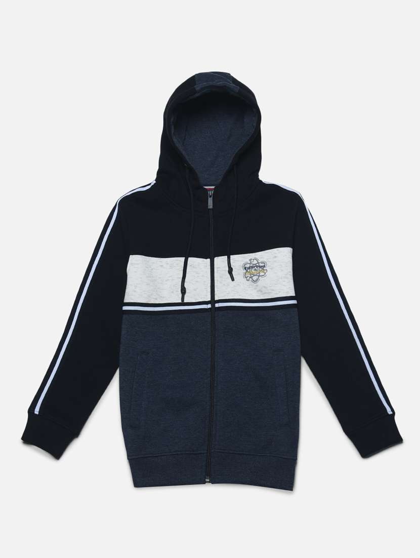 boys black color block hooded sweatshirt - 20298310 - Zoom Image - 0