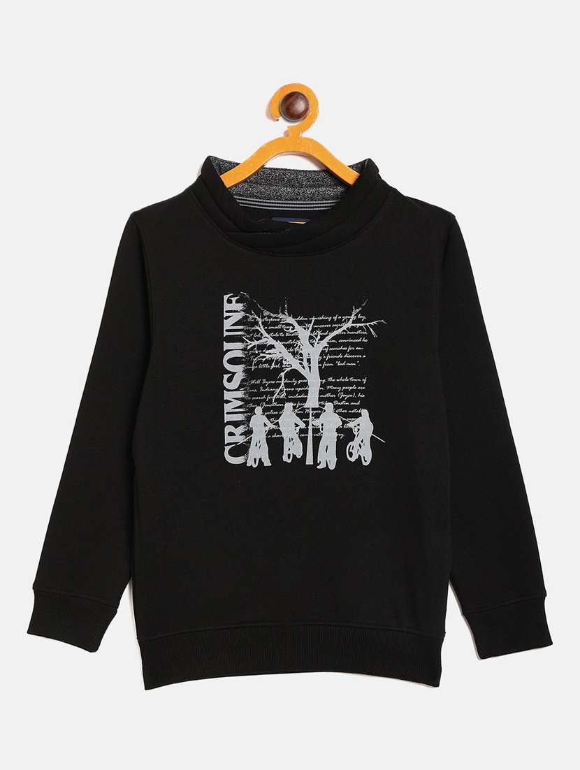 boys round neck graphic hooded sweatshirt