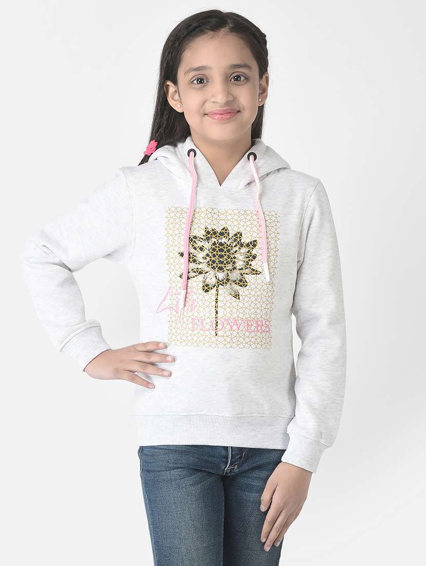 girls floral print hooded sweatshirt