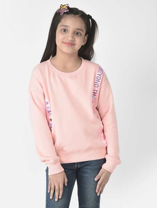girls typography print round neck sweatshirt - 20298384 -  Standard Image - 0