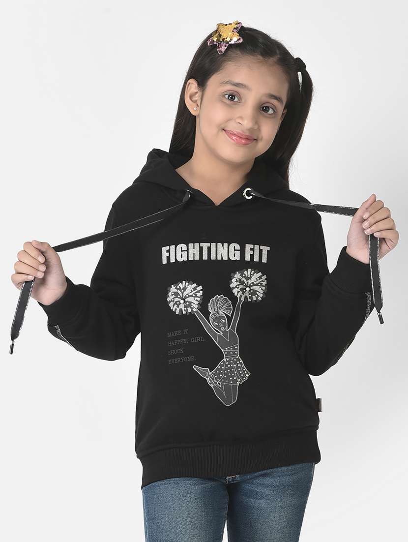 girls graphic print hooded sweatshirt