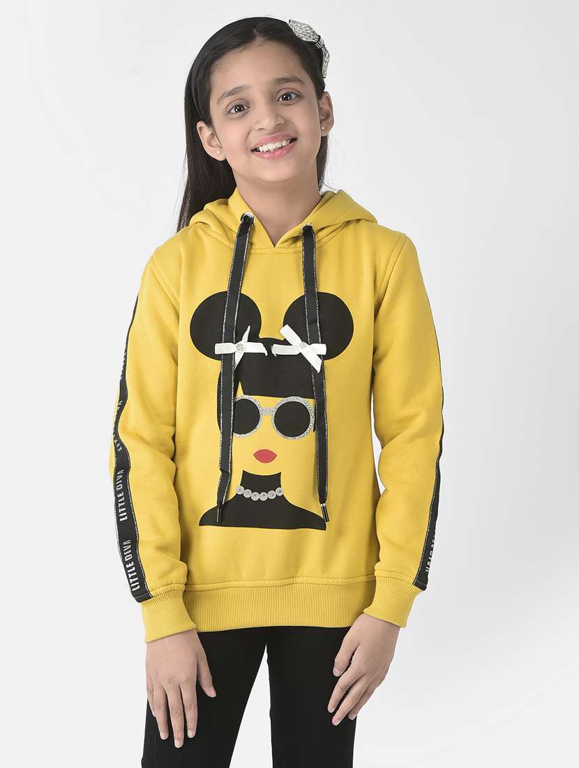 girls graphic print hooded sweatshirt